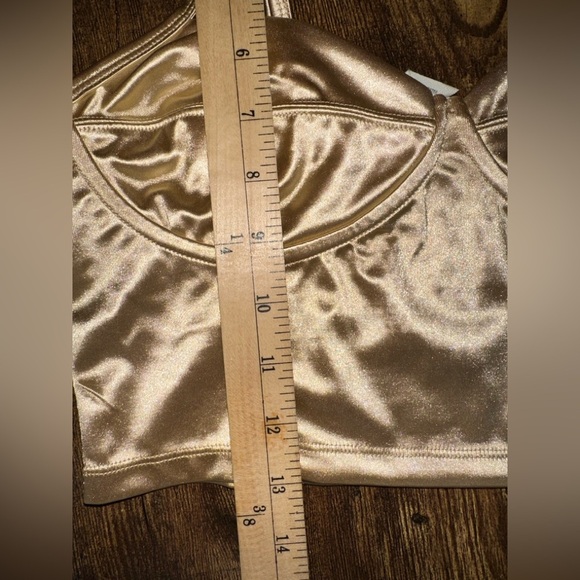 Free People Top Womens Medium Latte Casino Royal Brami Crop Smocked Back Y2K NEW - Picture 11 of 11